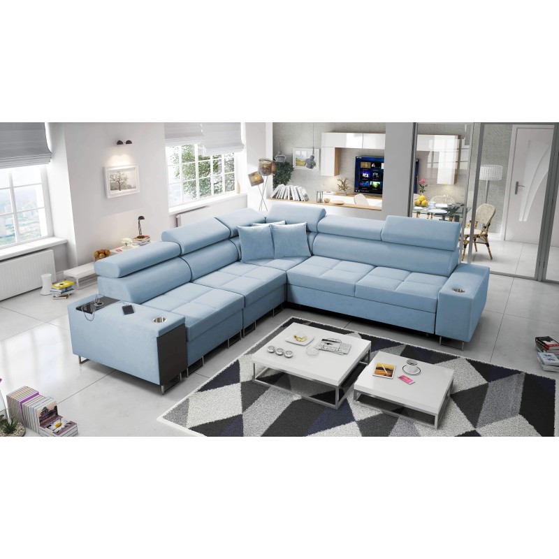 Orbix III corner sofa with sleeping function, adjustable headrests, and USB port - Spacious and comfortable