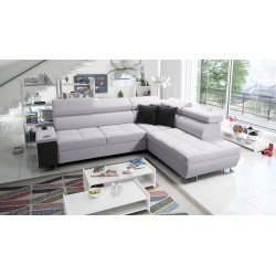 The Orbix VII corner sofa with a sleeping function in Plecionka fabric, Sawana 84 - elegance and functionality in one!