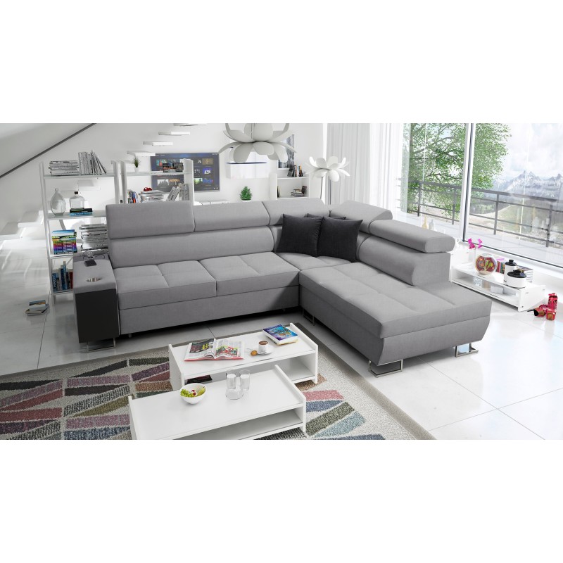 Orbix VII corner sofa with a sleeping function in Plecionka fabric, Sawana 21 - elegance and functionality in one!