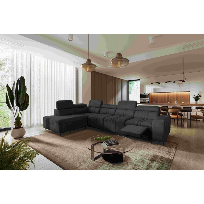 Verona XI Mix Corner Sofa with Sleeping Function in Velvet, Vena 20 - Comfort and Elegance