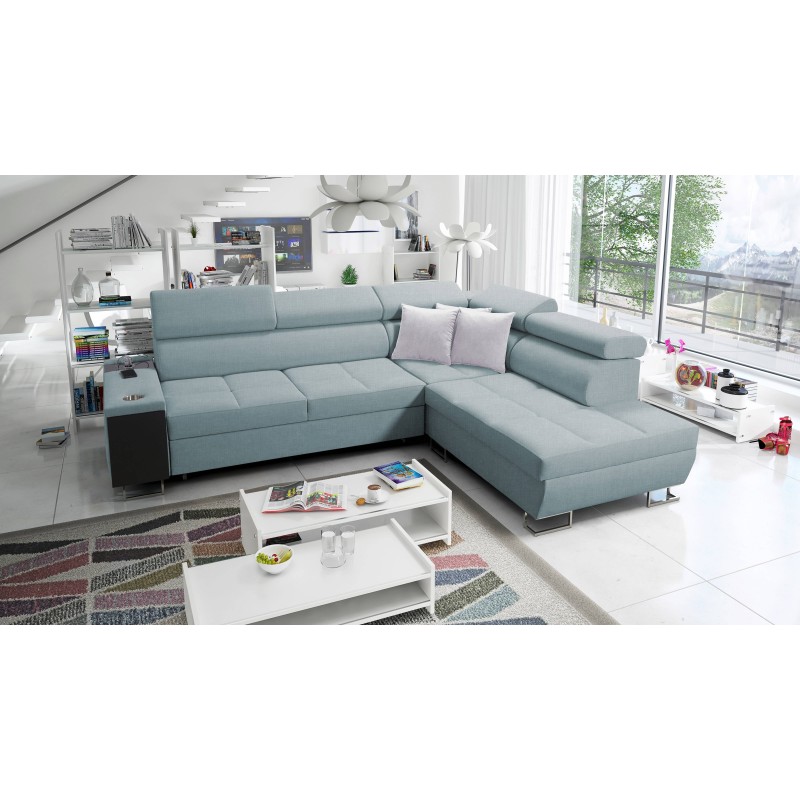 Orbix VII corner sofa with a sleeping function in Plecionka fabric, Sawana 72 - elegance and functionality in one!