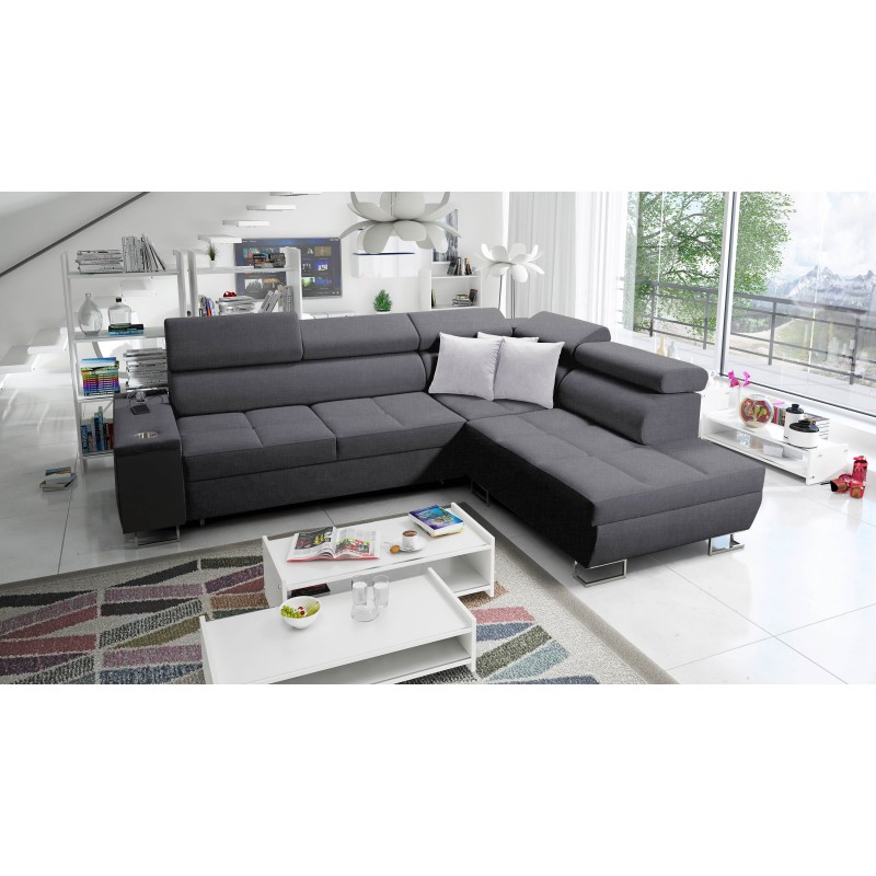 Orbix VII corner sofa with a sleeping function in Plecionka fabric, Sawana 96 - elegance and functionality in one!