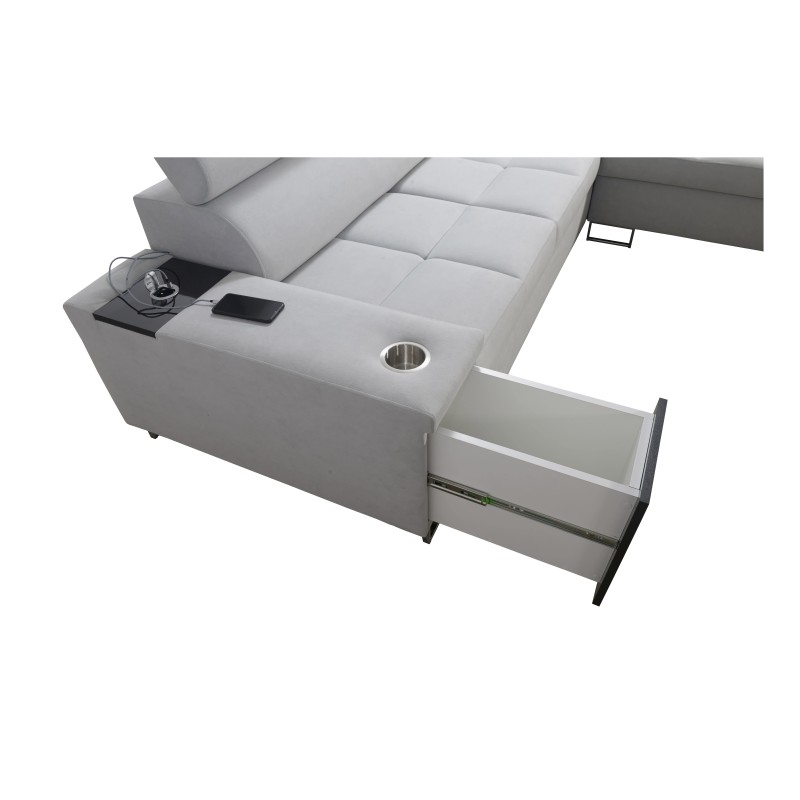 Narożnik Orbix VII z funkcją spania, regulowane zagłówki,port usb oraz pojemnik na pościel tkanina Ultario Velvet 2955 Narożnik Orbix VII z funkcją spania, regulowane zagłówki,port usb oraz pojemnik na pościel tkanina Ultario Velvet 2955