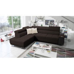 The Orbix VII corner sofa with a sleeping function in Plecionka fabric, Sawana 26 - elegance and functionality in one!