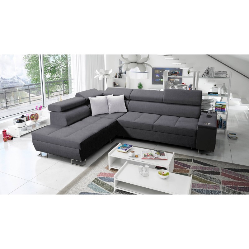 Orbix VII corner sofa with a sleeping function in Plecionka fabric, Sawana 96 - elegance and functionality in one!