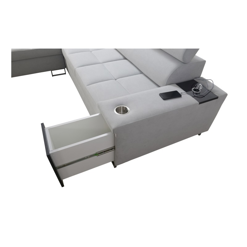 Narożnik Orbix VII z funkcją spania, regulowane zagłówki,port usb oraz pojemnik na pościel tkanina Ultario Velvet 2960 Narożnik Orbix VII z funkcją spania, regulowane zagłówki,port usb oraz pojemnik na pościel tkanina Ultario Velvet 2960