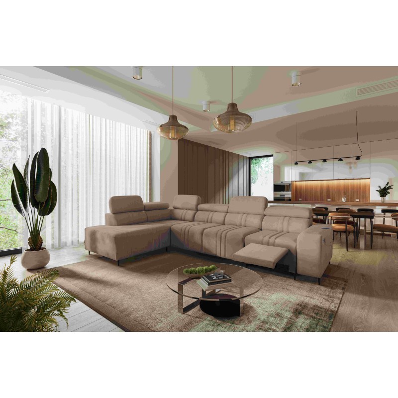 Verona XI Mix Corner Sofa with Sleeping Function in Velvet, Vena 14 - Comfort and Elegance Verona XI Mix Corner Sofa with Sleeping Function in Velvet, Vena 14 - Comfort and Elegance