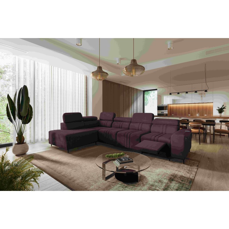 Verona XI Mix Corner Sofa with Sleeping Function in Velour, Vena 13 - Comfort and Elegance