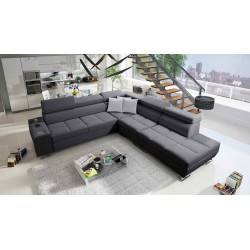 Orbix IX Corner Sofa with Sleeping Function, Adjustable Headrests, USB Port - Plecionka, Sawana 96