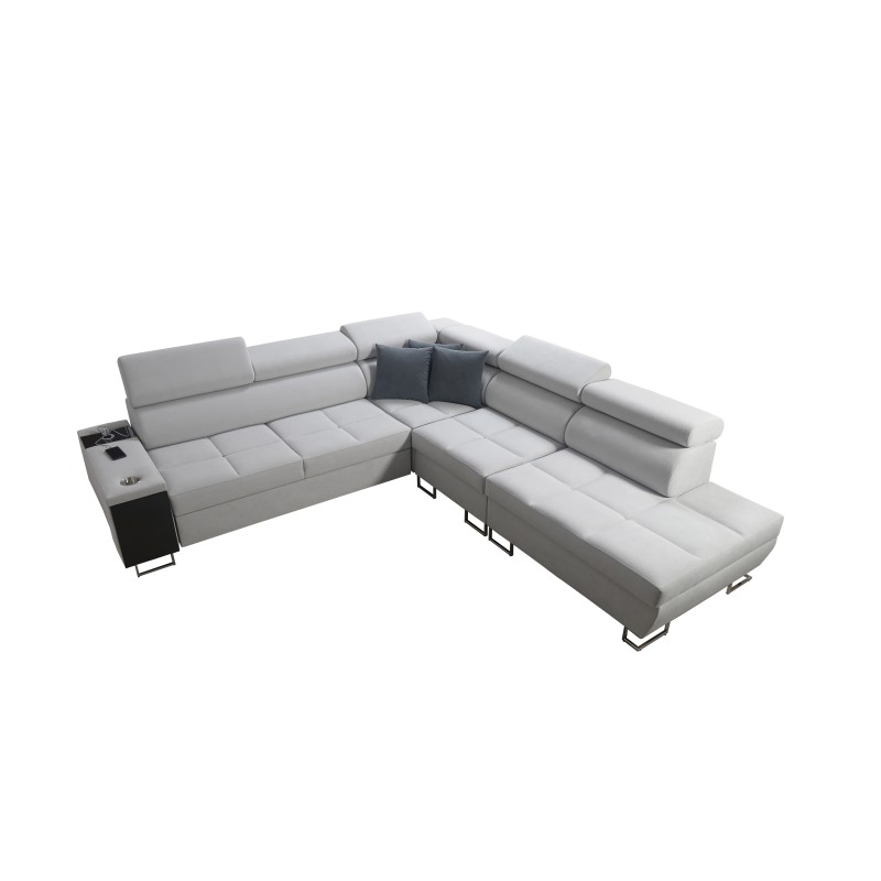Sofá esquinero Orbix IX con función de cama, reposacabezas ajustables, puerto USB - Terciopelo, Ultario Velvet 2979 Sofá esquinero Orbix IX con función de cama, reposacabezas ajustables, puerto USB - Terciopelo, Ultario Velvet 2979