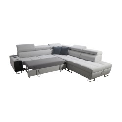 Sofá esquinero Orbix IX con función de cama, reposacabezas ajustables, puerto USB - Terciopelo, Ultario Velvet 2979 Sofá esquinero Orbix IX con función de cama, reposacabezas ajustables, puerto USB - Terciopelo, Ultario Velvet 2979