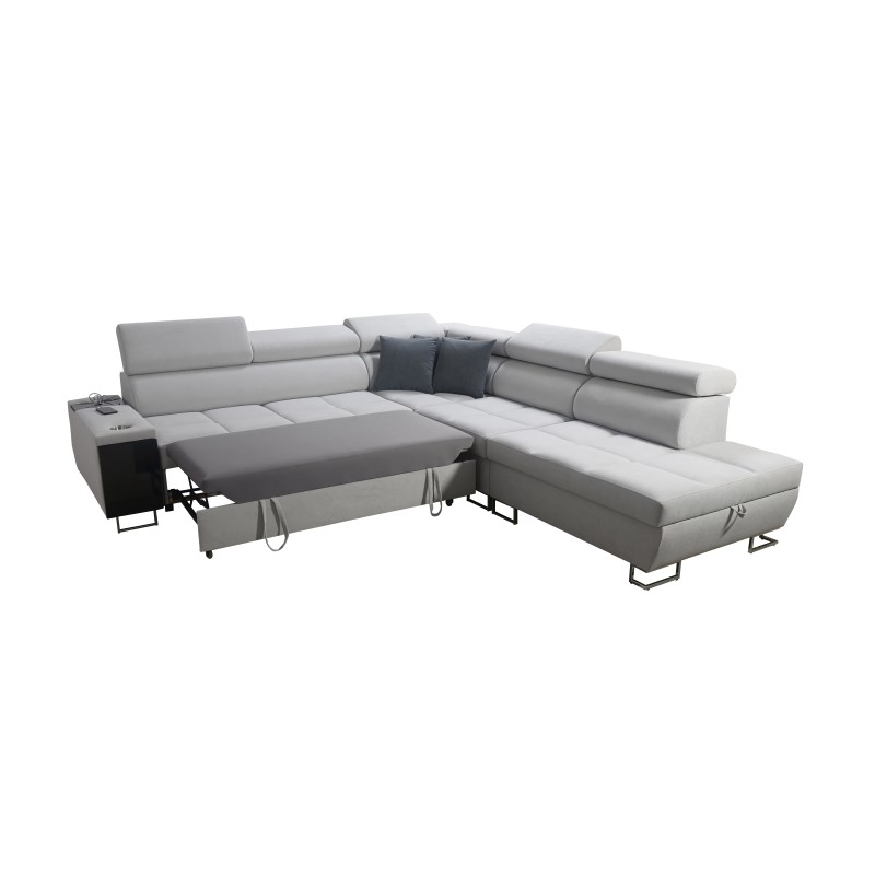 Sofá esquinero Orbix IX con función de cama, reposacabezas ajustables, puerto USB - Terciopelo, Ultario Velvet 2979 Sofá esquinero Orbix IX con función de cama, reposacabezas ajustables, puerto USB - Terciopelo, Ultario Velvet 2979