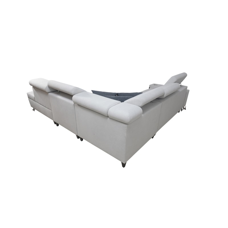 Sofá esquinero Orbix IX con función de cama, reposacabezas ajustables, puerto USB - Terciopelo, Ultario Velvet 2979 Sofá esquinero Orbix IX con función de cama, reposacabezas ajustables, puerto USB - Terciopelo, Ultario Velvet 2979