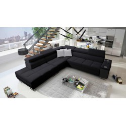 Orbix IX corner sofa with sleeping function, adjustable headrests, USB port - Woven fabric, Sawana 14