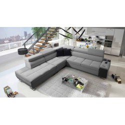 Orbix IX corner sofa with sleeping function, adjustable headrests, USB port - Weave, Sawana 21