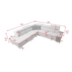 Sofá esquinero Orbix IX con función de cama, reposacabezas ajustables, puerto USB - Terciopelo, Ultario Velvet 2979 Sofá esquinero Orbix IX con función de cama, reposacabezas ajustables, puerto USB - Terciopelo, Ultario Velvet 2979