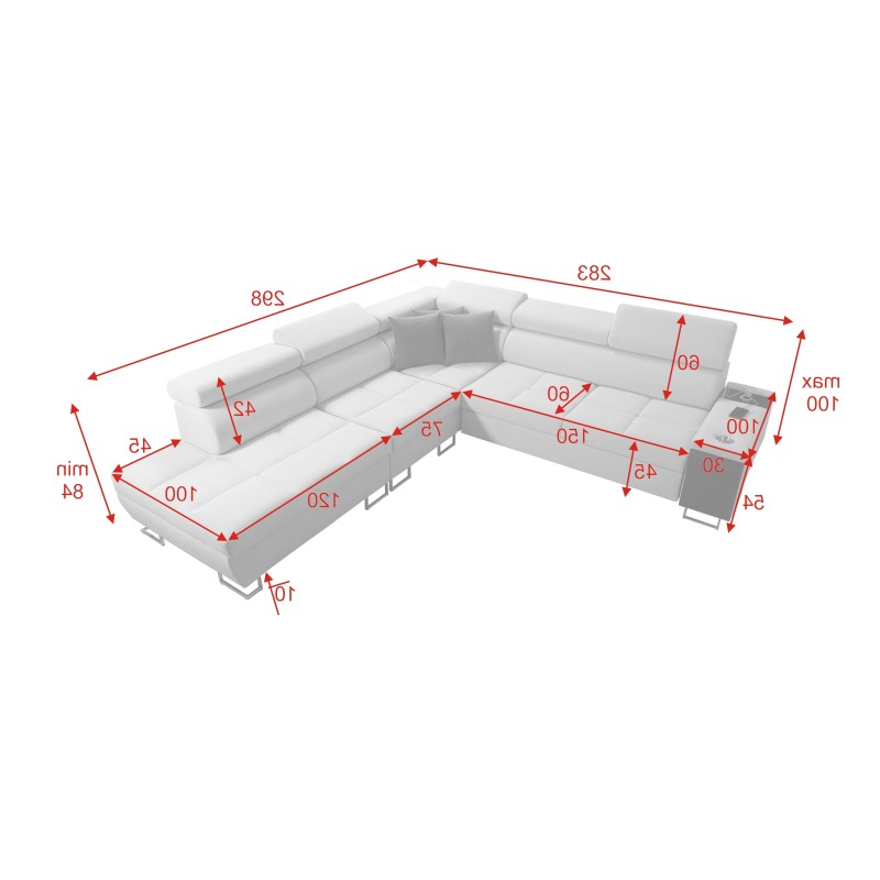 Sofá esquinero Orbix IX con función de cama, reposacabezas ajustables, puerto USB - Terciopelo, Ultario Velvet 2979 Sofá esquinero Orbix IX con función de cama, reposacabezas ajustables, puerto USB - Terciopelo, Ultario Velvet 2979