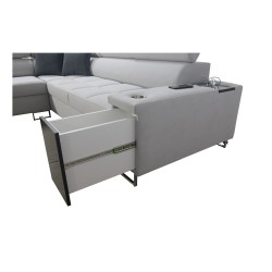 Sofá esquinero Orbix IX con función de cama, reposacabezas ajustables, puerto USB - Terciopelo, Ultario Velvet 2979 Sofá esquinero Orbix IX con función de cama, reposacabezas ajustables, puerto USB - Terciopelo, Ultario Velvet 2979