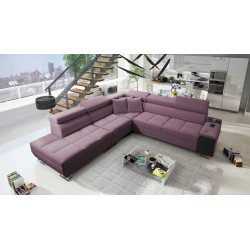 Narożnik Orbix IX z funkcją spania, regulowane zagłówki, port USB - Velvet, Ultario Velvet 2961