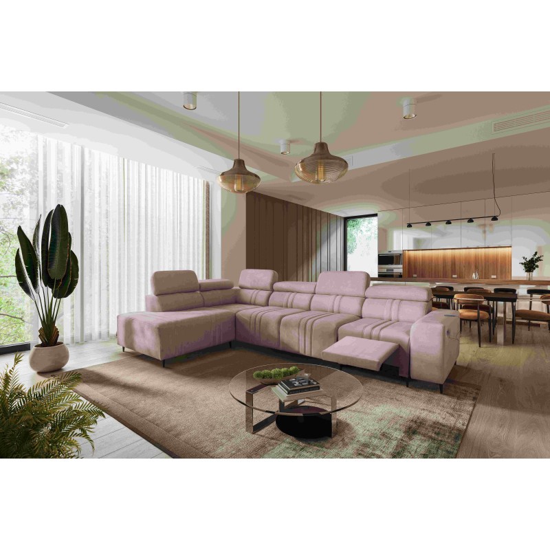 Verona XI Mix Corner Sofa with Sleeping Function in Velvet, Vena 10 - Comfort and Elegance Verona XI Mix Corner Sofa with Sleeping Function in Velvet, Vena 10 - Comfort and Elegance