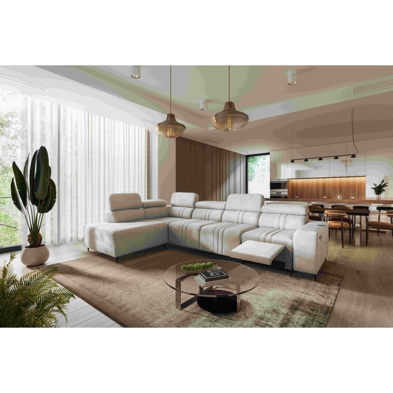 Verona XI Mix Ecksofa mit Schlaffunktion in Velours, Vena 9 - Komfort und Eleganz