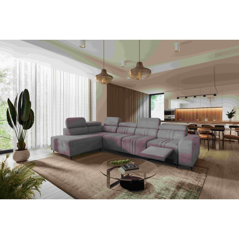 Verona XI Mix Corner Sofa with Sleeping Function in Velvet, Vena 8 - Comfort and Elegance