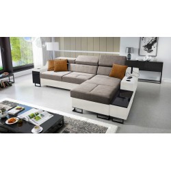 Avanti I mini corner sofa with a sleeping function and a lamp with a USB port, Whisper 5 fabric + Eco leather Avanti I mini corner sofa with a sleeping function and a lamp with a USB port, Whisper 5 fabric + Eco leather
