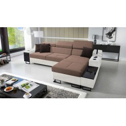 Avanti I mini corner sofa with a sleeping function and a lamp with a USB port, fabric Whisper 25 + Eco-leather Avanti I mini corner sofa with a sleeping function and a lamp with a USB port, fabric Whisper 25 + Eco-leather