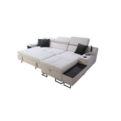 Avanti I mini corner sofa with a sleeping function and a lamp with a USB port, fabric Whisper 25 + Eco-leather Avanti I mini corner sofa with a sleeping function and a lamp with a USB port, fabric Whisper 25 + Eco-leather