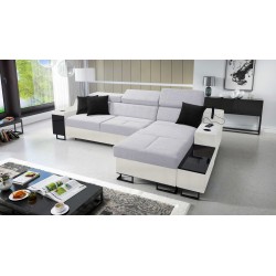 Avanti I mini corner sofa with a sleeping function and a lamp with a USB port, fabric Sawana 84 + Eco-leather Avanti I mini corner sofa with a sleeping function and a lamp with a USB port, fabric Sawana 84 + Eco-leather