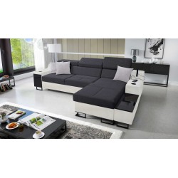 Avanti I mini corner sofa with a sleeping function and a lamp with a USB port, fabric Sawana 96 + Eco-leather Avanti I mini corner sofa with a sleeping function and a lamp with a USB port, fabric Sawana 96 + Eco-leather