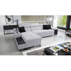 Avanti I mini corner sofa with a sleeping function and a lamp with a USB port, fabric Sawana 84