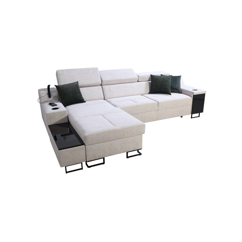 Avanti I mini corner sofa with a sleeping function and a lamp with a USB port, fabric Whisper 3 + Eco-leather Avanti I mini corner sofa with a sleeping function and a lamp with a USB port, fabric Whisper 3 + Eco-leather
