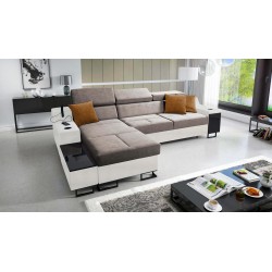 Avanti I mini corner sofa with a sleeping function and a lamp with a USB port, Whisper 5 fabric + Eco leather Avanti I mini corner sofa with a sleeping function and a lamp with a USB port, Whisper 5 fabric + Eco leather