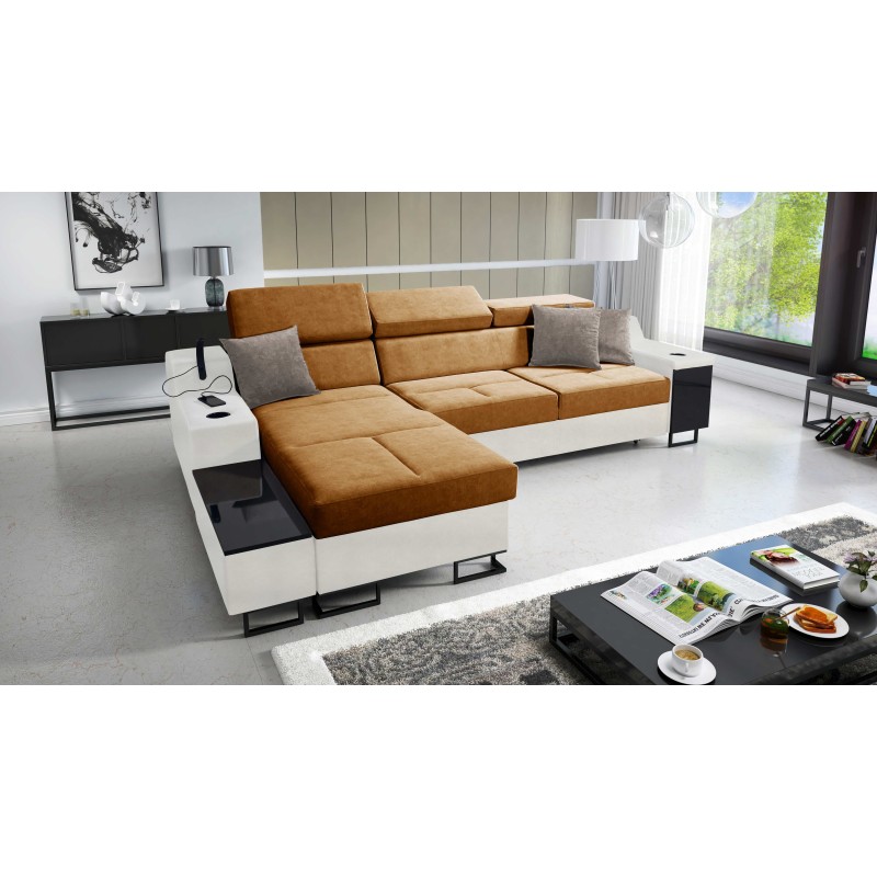 Avanti I mini corner sofa with sleeping function and a lamp with a USB port, fabric Whisper 9 + Eco-leather Avanti I mini corner sofa with sleeping function and a lamp with a USB port, fabric Whisper 9 + Eco-leather