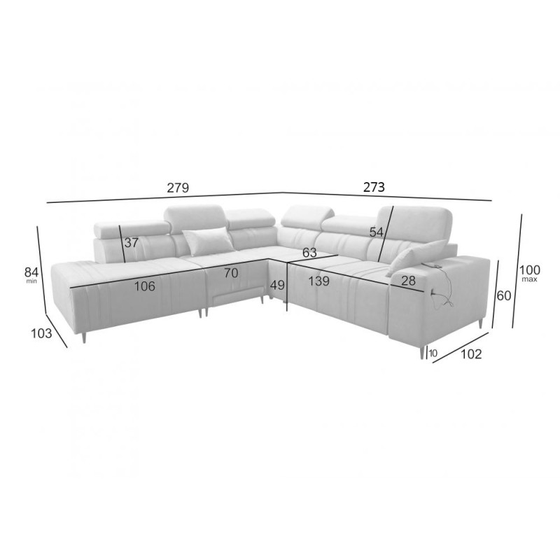 Narożnik Verona IX Mix z funkcją spania oraz funkcją relax manualna tkanina Vena 3 Narożnik Verona IX Mix z funkcją spania oraz funkcją relax manualna tkanina Vena 3