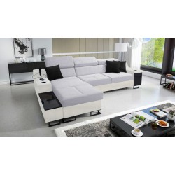 Avanti I mini corner sofa with a sleeping function and a lamp with a USB port, fabric Sawana 84 + Eco-leather Avanti I mini corner sofa with a sleeping function and a lamp with a USB port, fabric Sawana 84 + Eco-leather
