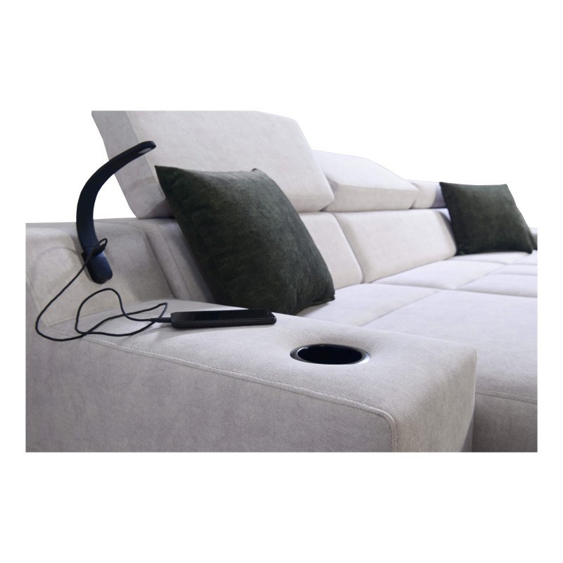 Narożnik Avanti I maxi z funkcją spania oraz lampką z portem usb tkanina Whisper 11 + Ecoskóra Narożnik Avanti I maxi z funkcją spania oraz lampką z portem usb tkanina Whisper 11 + Ecoskóra