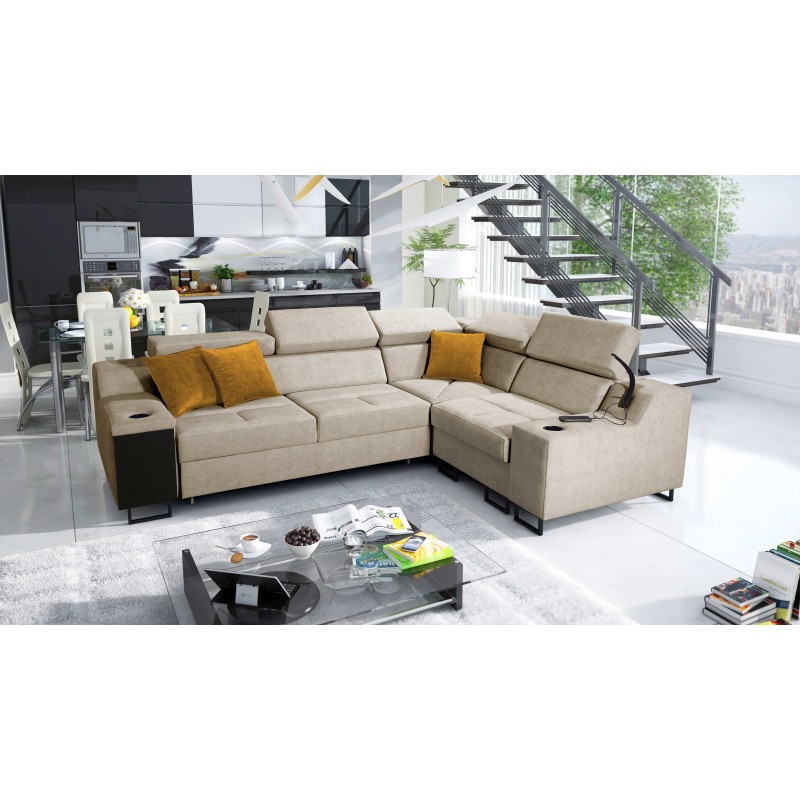 Avanti II corner sofa with a sleeping function and a lamp with a USB port, fabric Whisper 3 Avanti II corner sofa with a sleeping function and a lamp with a USB port, fabric Whisper 3