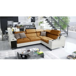 Avanti II corner sofa with a sleeping function and a lamp with a USB port, Whisper 9 fabric + Eco-leather Avanti II corner sofa with a sleeping function and a lamp with a USB port, Whisper 9 fabric + Eco-leather