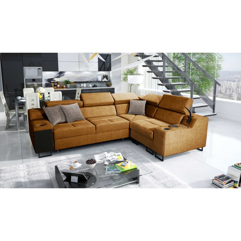 Avanti II corner sofa with a sleeping function and a lamp with a USB port, fabric Whisper 9 Avanti II corner sofa with a sleeping function and a lamp with a USB port, fabric Whisper 9