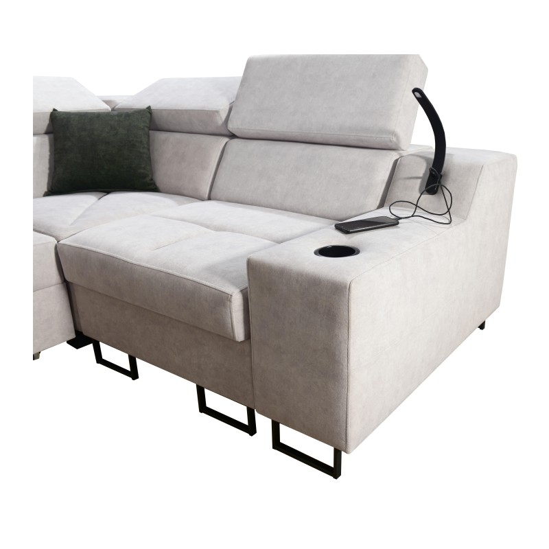 Avanti II corner sofa with a sleeping function and a lamp with a USB port, fabric Sawana 96 Avanti II corner sofa with a sleeping function and a lamp with a USB port, fabric Sawana 96