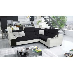 Ecksofa Avanti II mit Schlaffunktion und Lampe mit USB-Anschluss Stoff Sawana 14 + Kunstleder Ecksofa Avanti II mit Schlaffunktion und Lampe mit USB-Anschluss Stoff Sawana 14 + Kunstleder