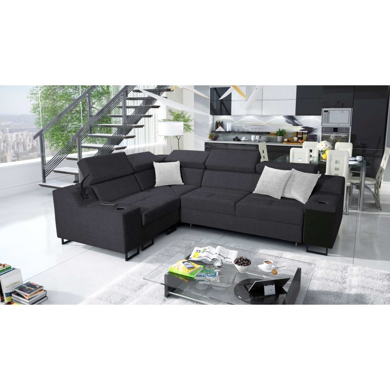 Avanti II corner sofa with a sleeping function and a lamp with a USB port, fabric Sawana 96 Avanti II corner sofa with a sleeping function and a lamp with a USB port, fabric Sawana 96
