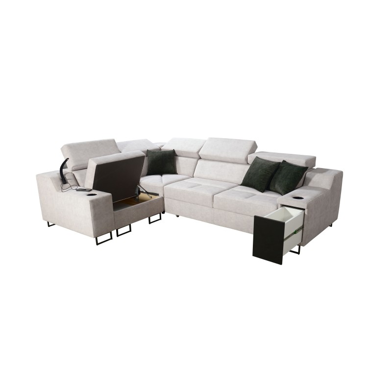 Avanti II corner sofa with a sleeping function and a lamp with a USB port, fabric Whisper 3 Avanti II corner sofa with a sleeping function and a lamp with a USB port, fabric Whisper 3