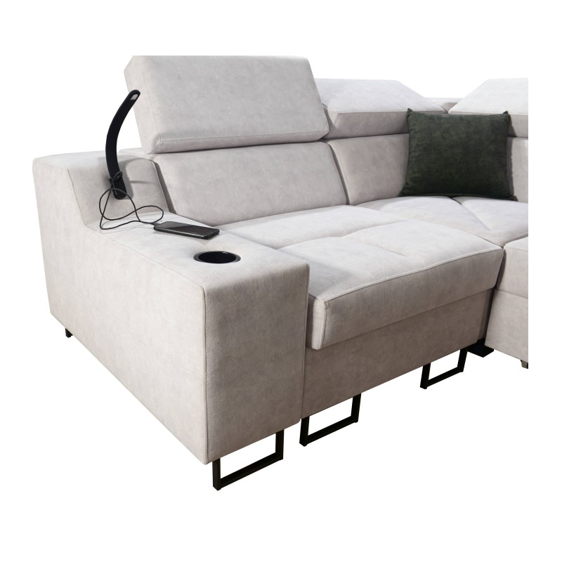 Avanti II corner sofa with a sleeping function and a lamp with a USB port, fabric Whisper 3 Avanti II corner sofa with a sleeping function and a lamp with a USB port, fabric Whisper 3