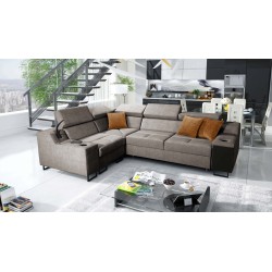 Avanti II corner sofa with sleeping function and lamp with USB port in Whisper 5 fabric