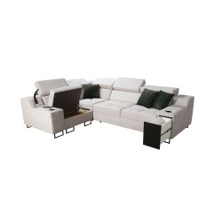 Avanti II corner sofa with sleeping function and lamp with USB port in Whisper 5 fabric Avanti II corner sofa with sleeping function and lamp with USB port in Whisper 5 fabric