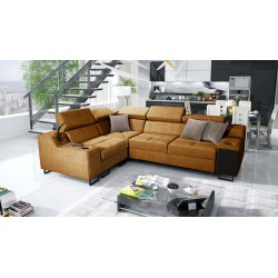 Avanti II corner sofa with a sleeping function and a lamp with a USB port, fabric Whisper 9