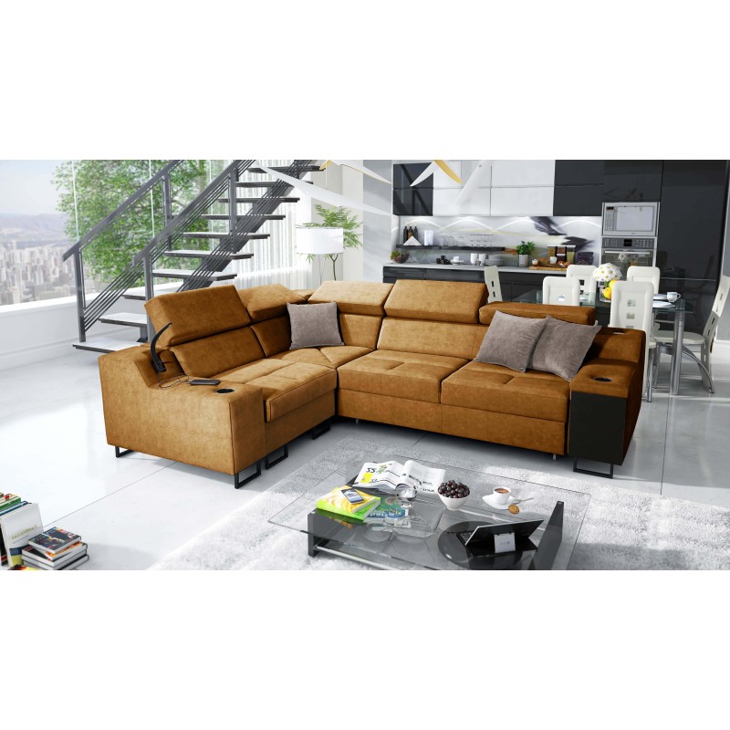 Ecksofa Avanti II mit Schlaffunktion und Lampe mit USB-Anschluss, Stoff Whisper 9 Ecksofa Avanti II mit Schlaffunktion und Lampe mit USB-Anschluss, Stoff Whisper 9